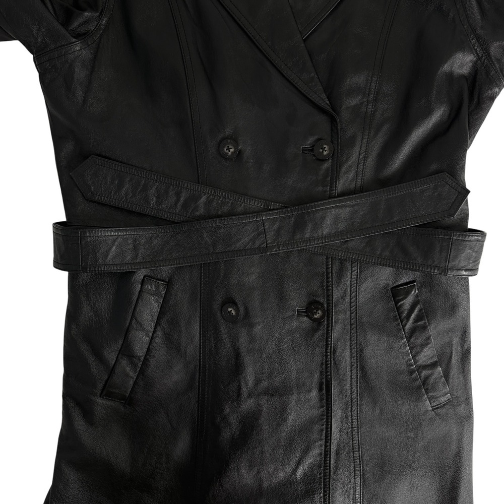 Lee Outerwear Double Breasted Genuine Leather Car Coat Quilted Lining Mens Small - Picture 7 of 14